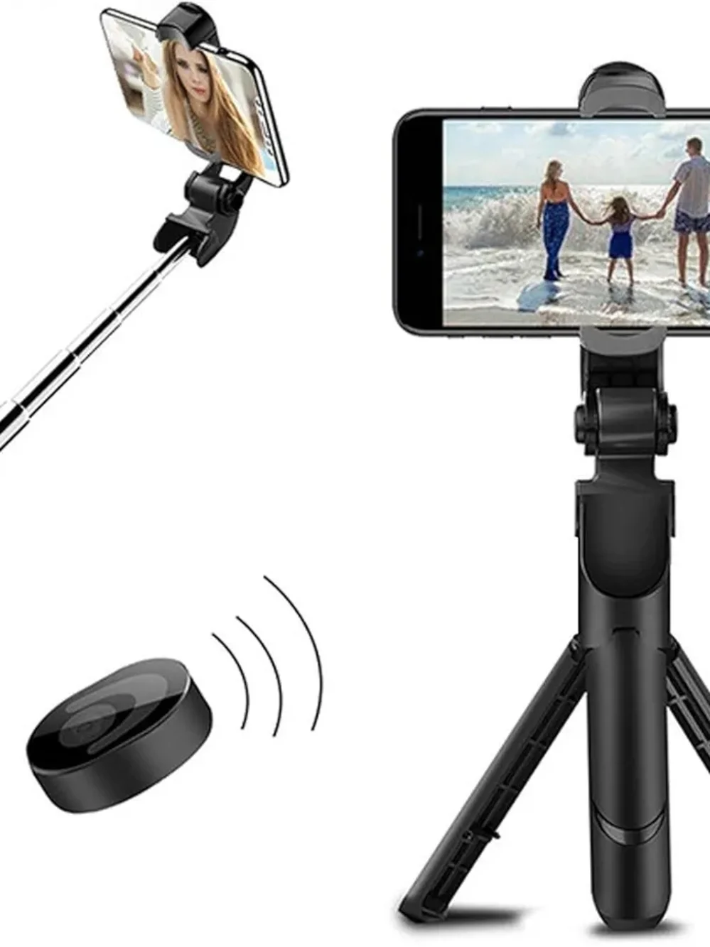 Black and Silver Smartphone Tripod with LED Light